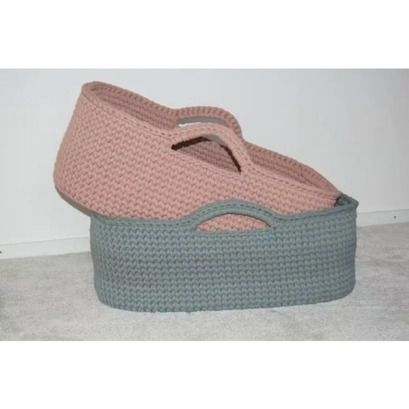 سلة موسى كروشيه ملونة قابلة للطي، منظم تخزين منزلي، كرتون محاصر