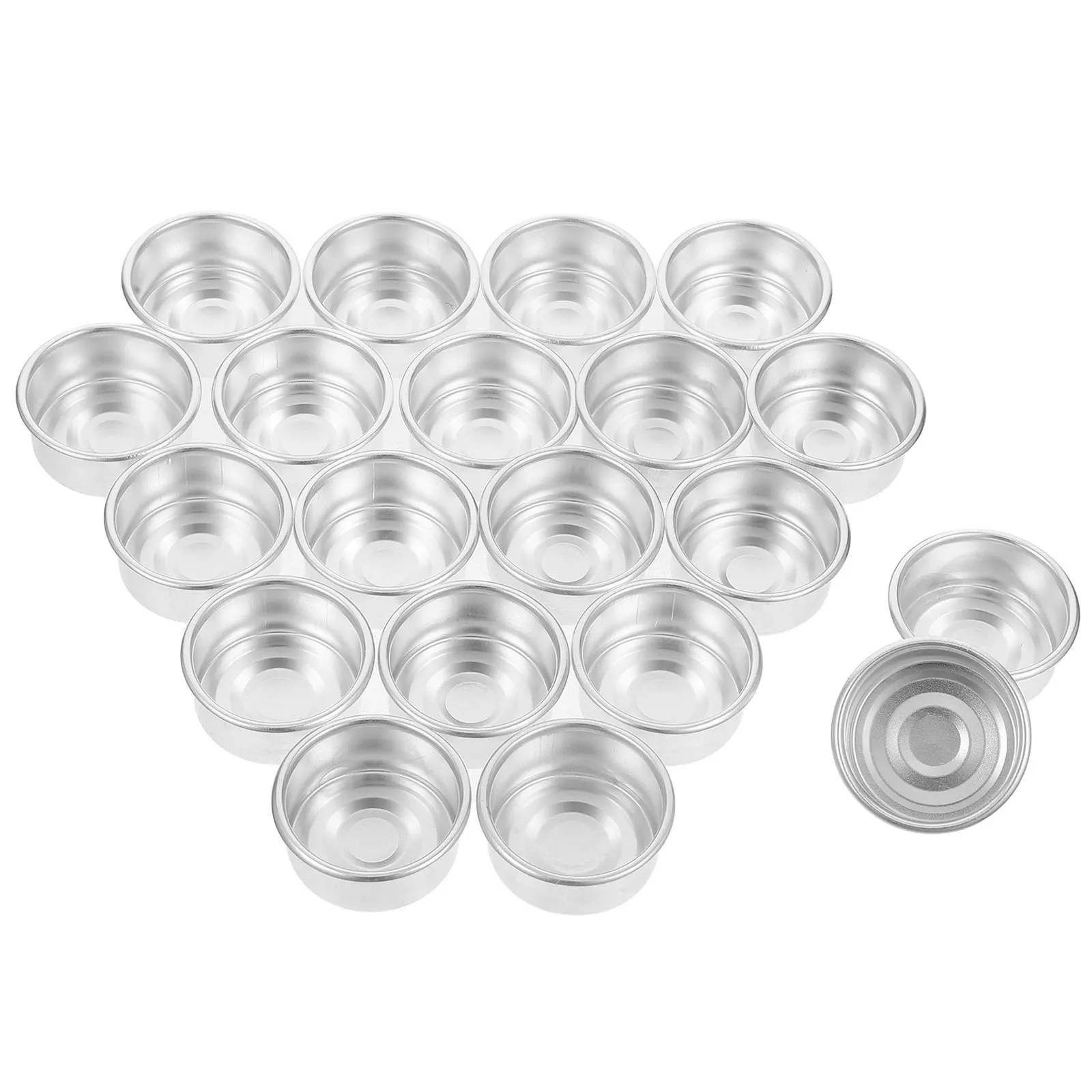 

20Pcs Silver Aluminum Cups Flanged Small Tea Light Holders for DIY Wreath Centerpiece Decorative Holders