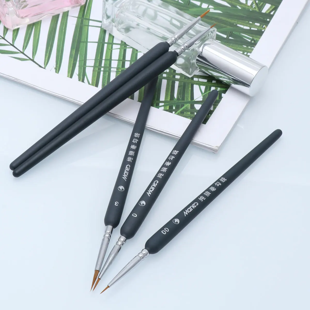 5 قطعة مجموعة فرشاة طلاء تفاصيل شعر الذئب 000 00 0 1 3 طرف رفيع مقبض سهل الإمساك لطلاء السيارات المصغرة فن الرسم الحرفي #4