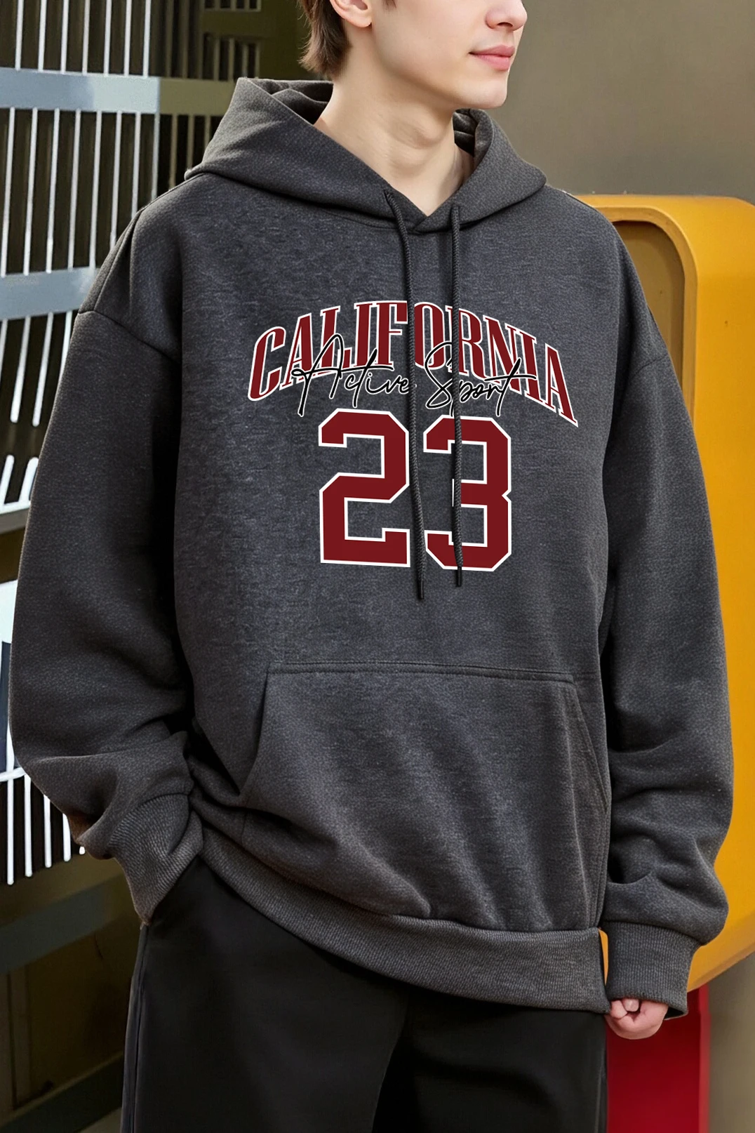 California Active Sport 23-Design Herren-Kapuzenpullover, Herbst-Hip-Hop-Pullover, lässig, Oversize, Unisex, Kapuzenpullover, Fleece-Tasche, weiche Kleidung