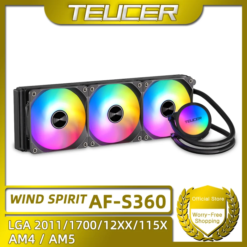 TEUCER AF-S360 CPU enfriador de agua LGA 2011 V3 X99 placa base nivel silencioso deslumbrante Color PC enfriador para 1700 1200 115X AM4