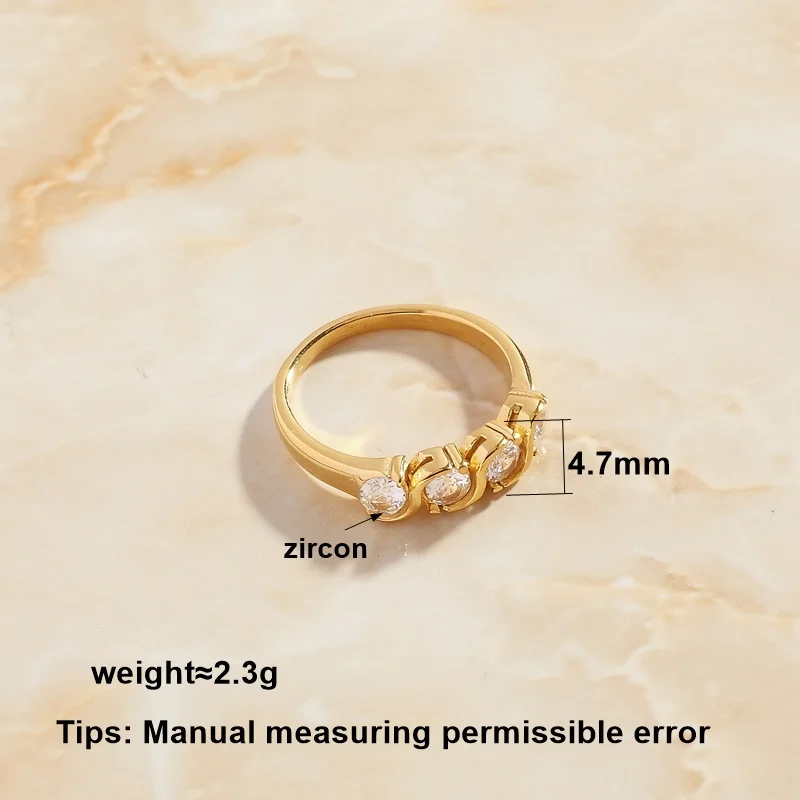 SOMMAR Gorgeous Gold color size 6 7 8 Maiden female ring Palace style zircon ring Jewelry on the neck Girlfriend Birthday's Gift