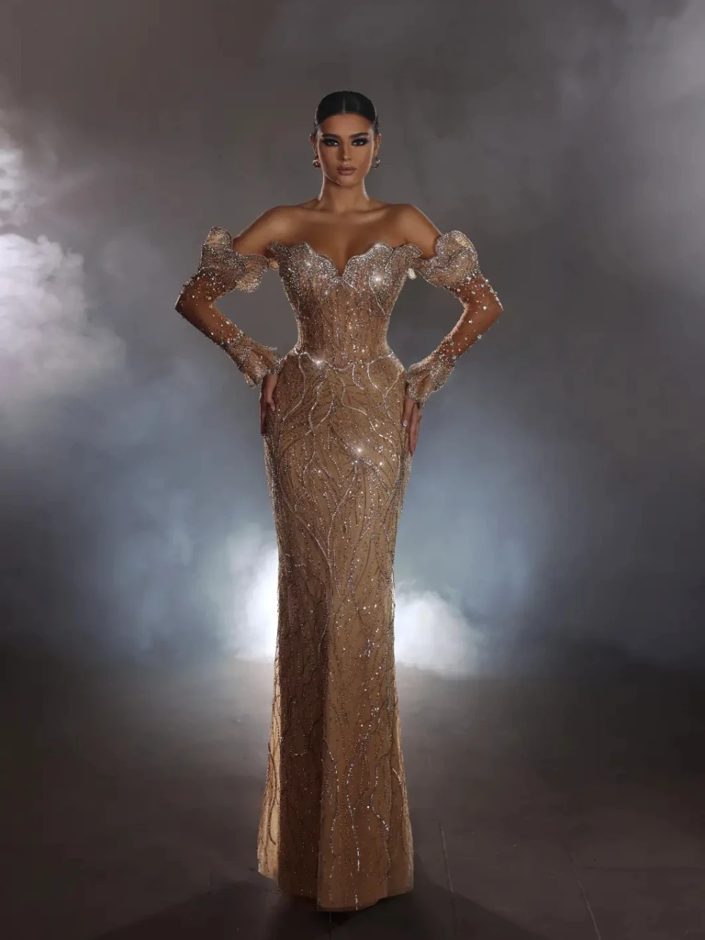 Vestido de noite fora do ombro sereia lantejoulas glitter moderno vestido formal para mulheres festa de formatura casamento convidado luxo brilhante longo wear