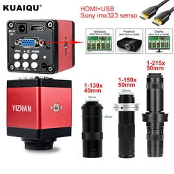 Digital Microscope Camera 1080P, Remote Control 215X/180X/150X/130X VGA HDMI Industrial Microscope For PCB Soldering Repair
