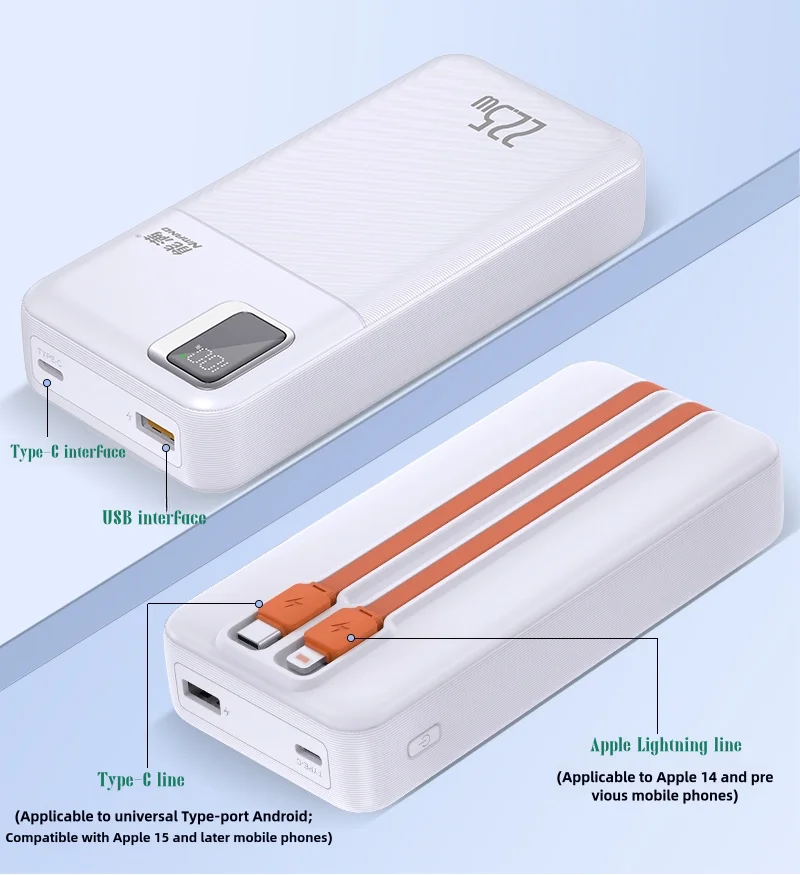 Imagem -05 - Banco de Potência Portátil com Grande Capacidade 200000 Mah Carregamento Rápido Apple Android Universal Cabo Embutido Fonte Móvel Novo