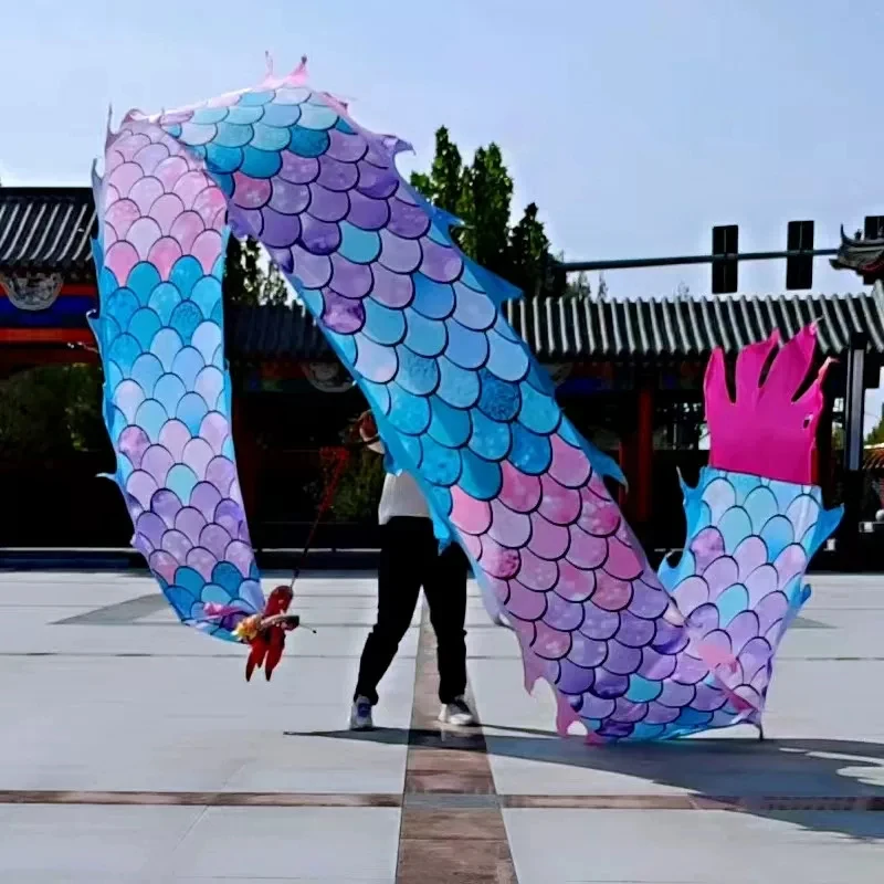 Color Gradient Fitness Dragon Streamer with Complete Dragon Head Outdoor Square Dancing Prop for Adults Sport Exercise