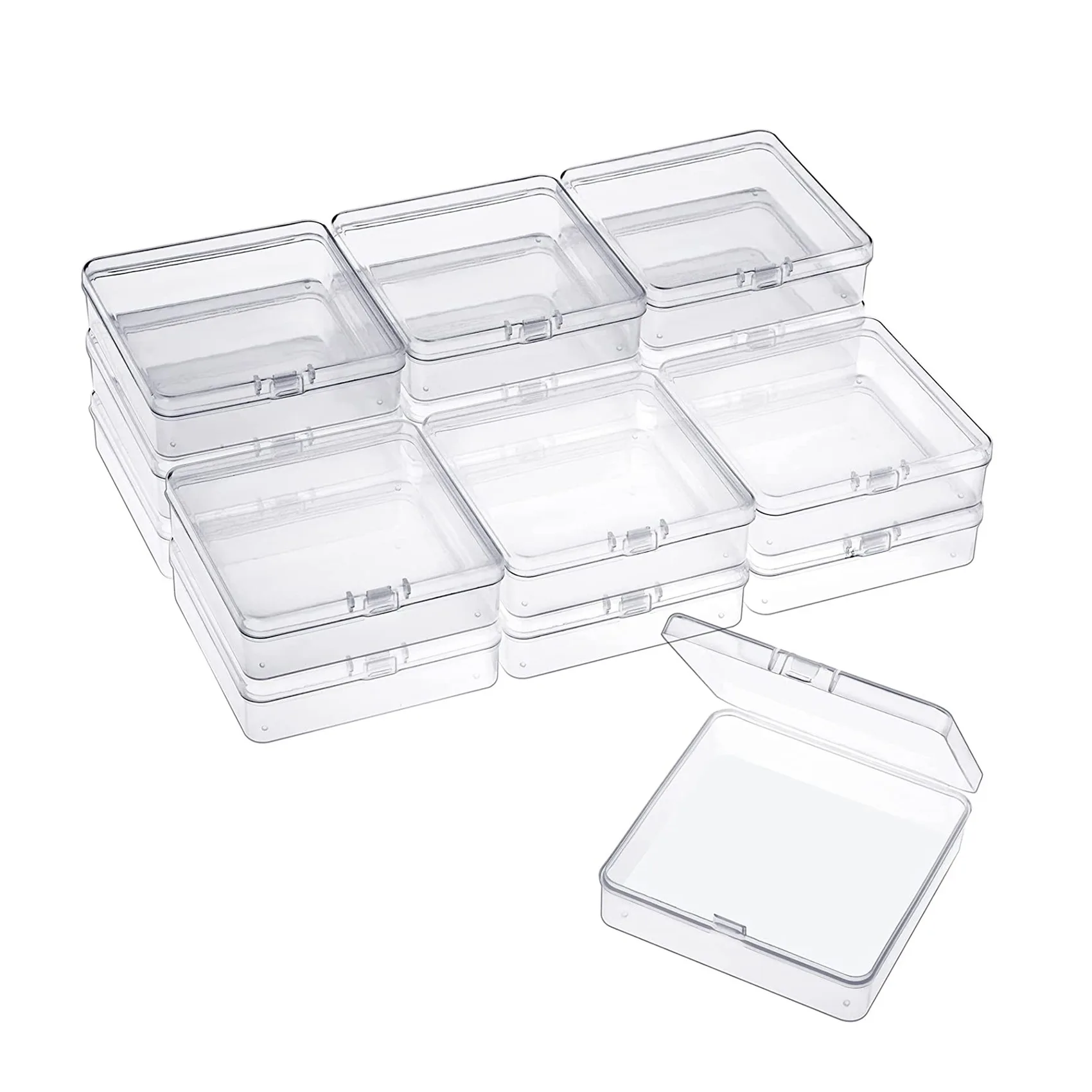 16 Pack Small Containers Clear Plastic Boxes Beads Storage Organizers with Hinged Lids for Small Items, Jewelry, Crafts