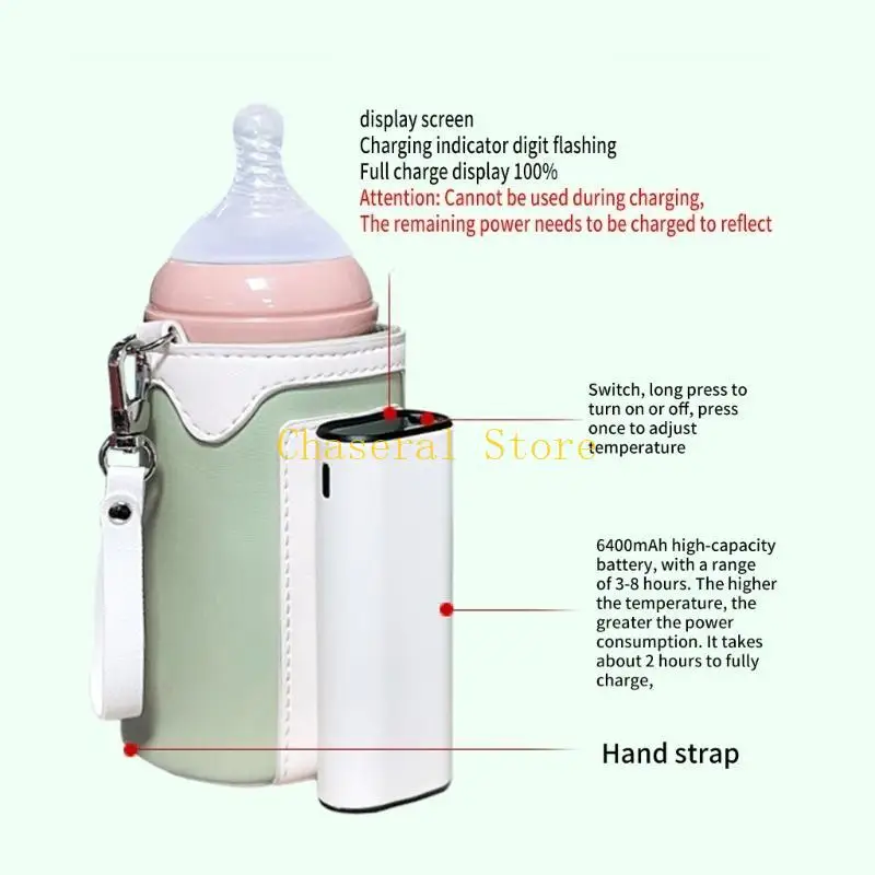 E7CE Portable Bottle Heater Cover Lightweight USB Bottle Warmer Wireless USB Charging Quick & Even Heating for Traveling