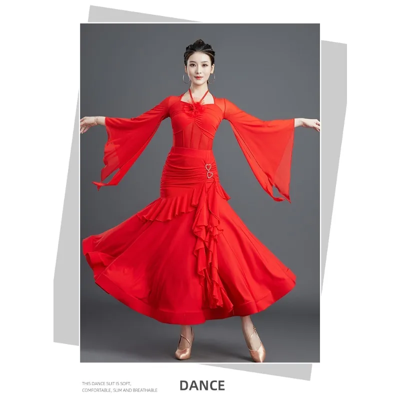 Abito da pratica per tuta da ballo latino per valzer sociale standard da donna con top da danza moderna personalizzato