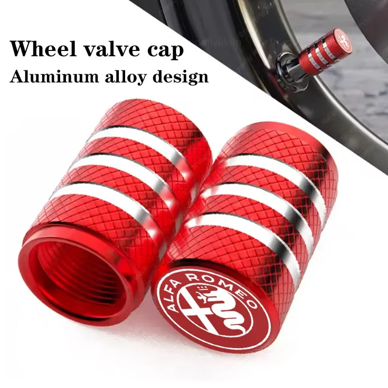 Hub Caps 4Pcs Car Wheel Tire Valve Caps Air Stem Covers For Alfa Romeo STELVIO Giulia 159 Giulietta 147 Mito 156 MTO Sportiva Ac