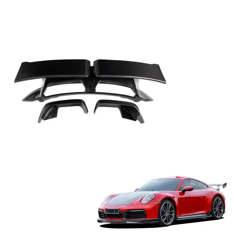Automotive Airf-oil 992 Carrera S TKT Dry Carbon Transparent Bracket Tail Wing for 911 992 Carrera Rear Spoiler Wind
