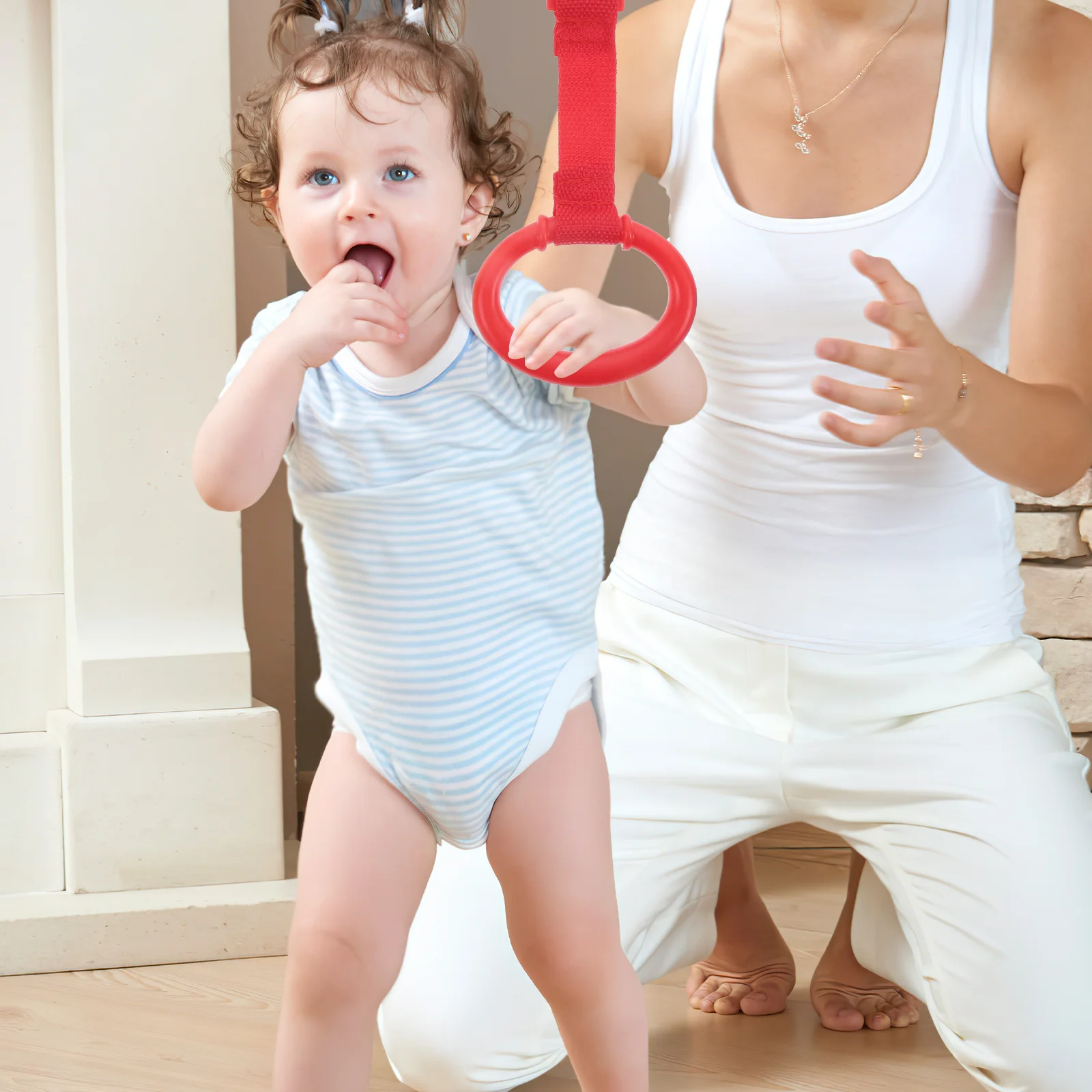 4 قطعة حلقات سحب الطفل قوي سطح أملس الرضع الوقوف مساعدة مقاطع معلقة الطفل المشي المدرب حفاضات حجم 6