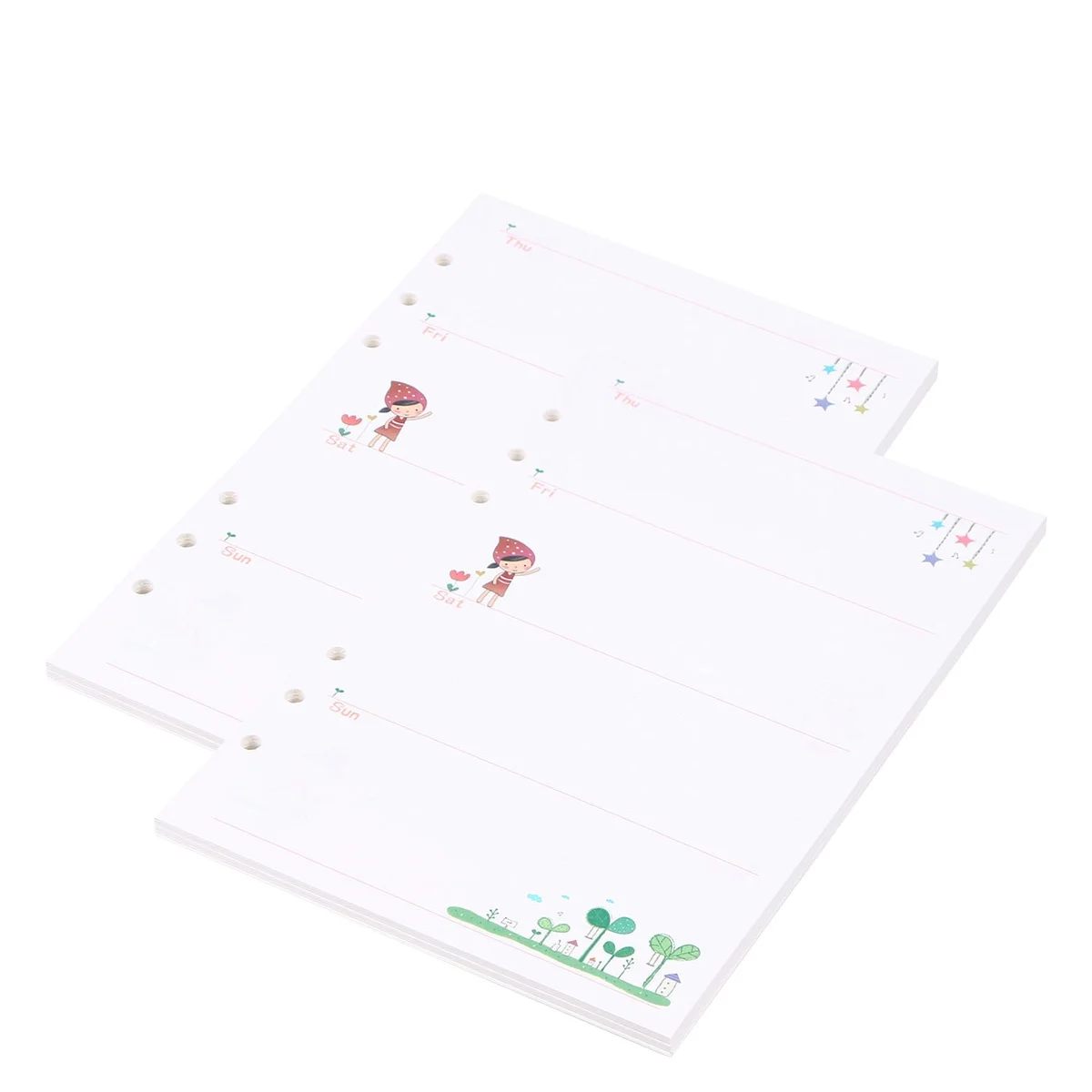 

2Pcs A5 6 Holes Paper Refills 45 Sheets Each Pack Practical Material for Spiral Notebook Planner Notepad Weekly Plan