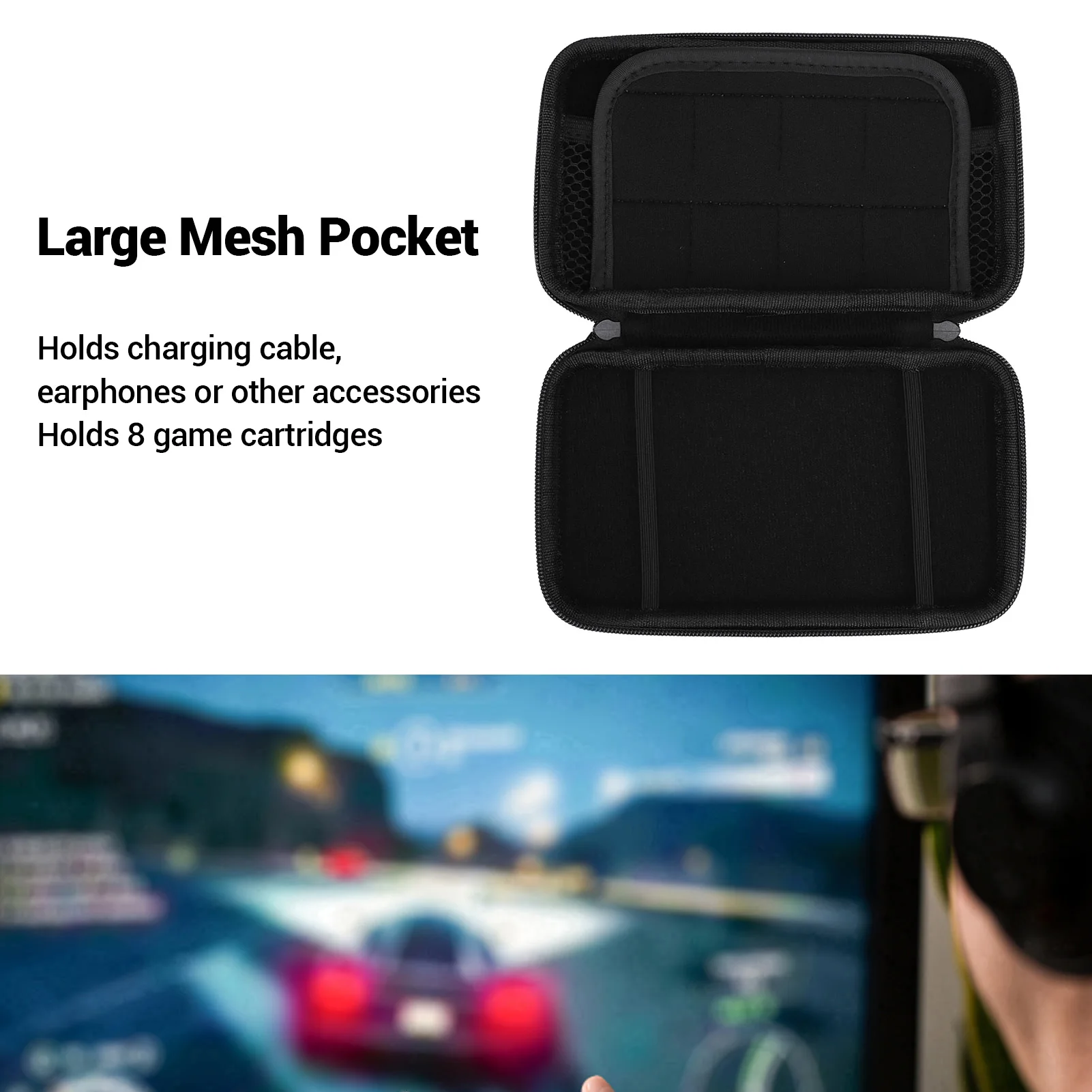 Game Console Hard EVA Shell 8 Slot Lightweight Large Storage Anti Scratch Console Travel Carrying Case Pouch Secure for 2DS LL