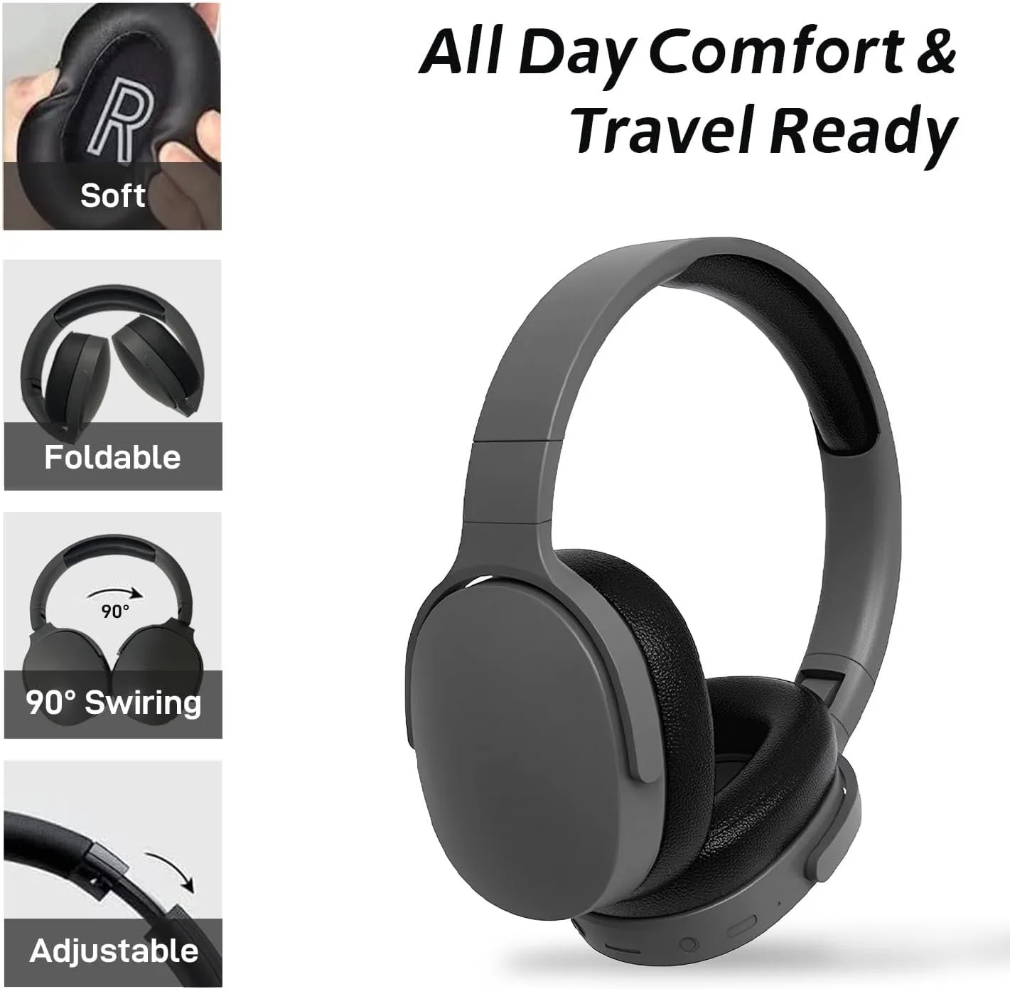 سماعات رأس لاسلكية P2961 بلوتوث ، سماعات ستيريو HiFi ، فوق الأذن ، سماعات أذن رياضية حقيقية للاعبين ، TF ، AUX ، مشغل موسيقى مع هدايا ميكروفون