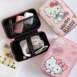 2024 Hellokittys Data Cable Charger Storage Bag Kawaii Sanrioed Cartoon Cute Headphone Cable Carry Storage Box Toy Birthday Gift