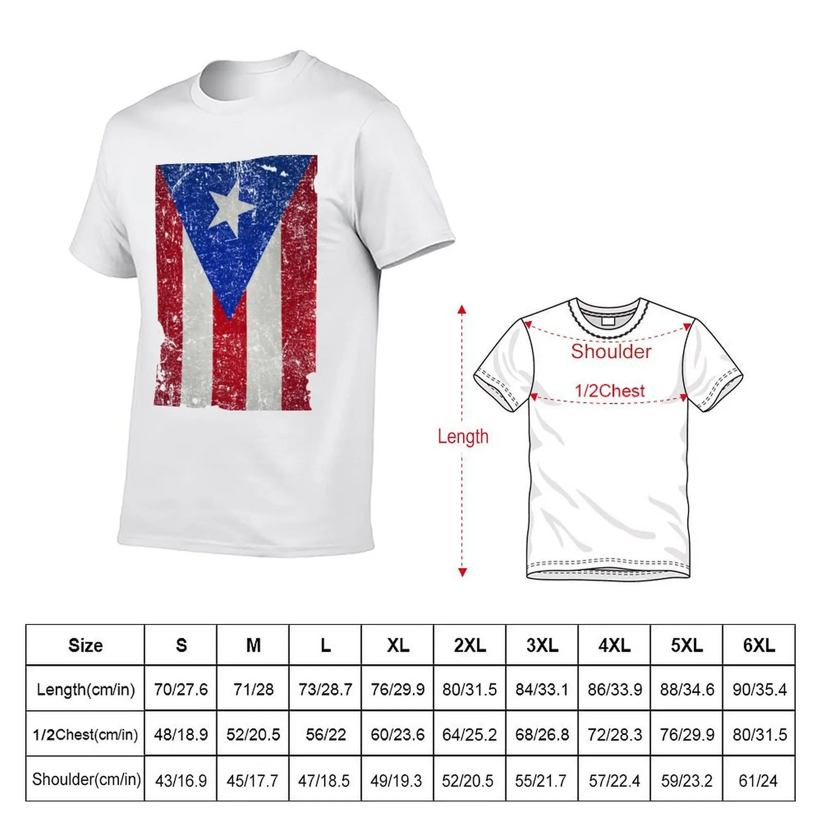 Puerto rico flag Distressed T-Shirt anime t shirts oversize cotton t shirt man T-Shirt