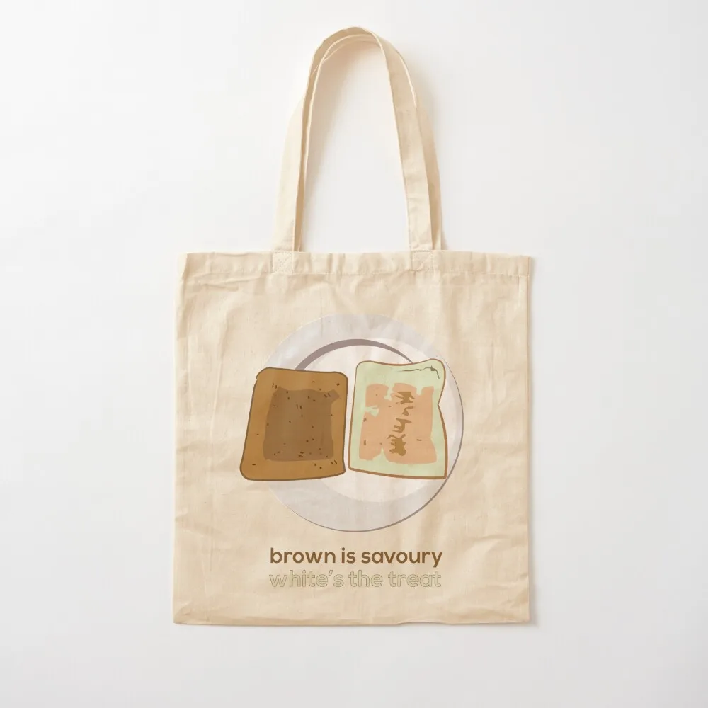 Peep Show quote: Brown is Savoury, White's the Treat Tote Bag great bag canvas shopping bag bags woman 2025 Canvas Tote