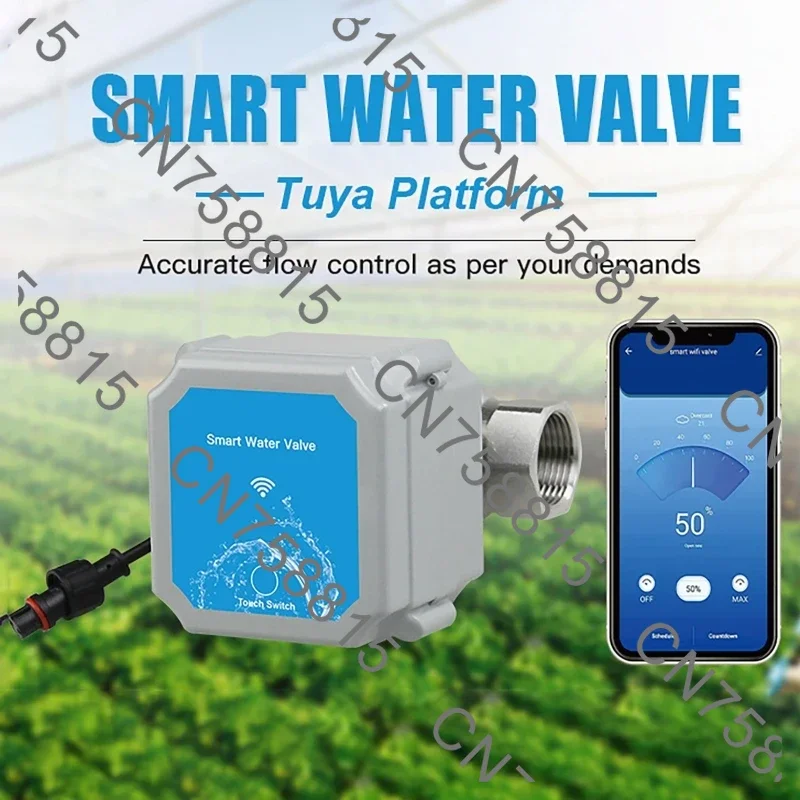 Garden Smart Life Faucet Automation Controller DN25,Tuya Wifi Water Valve Intelligent Shut Off Open Rate 0% To 100%