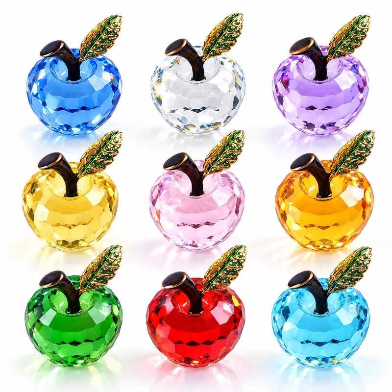 Crystal Apple Statue Chirstmas Eve Present Room Decoration Birthday Gifts Xmas Home Ornament