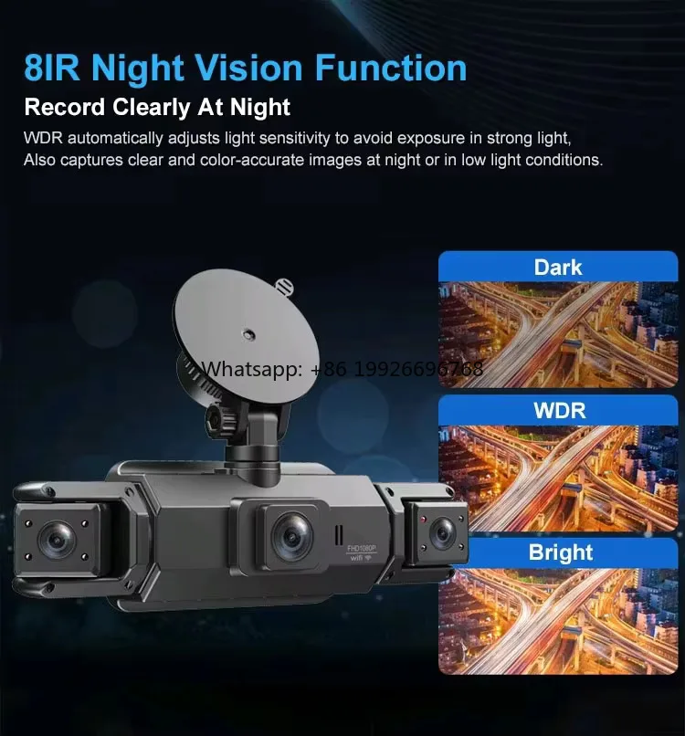 

4CH 360° Car camer System Front/Inside/Rear 1080P FHD Dash Cam with GPS WiFi Night Vision/Parking Monior for Taxi/Truck manufact