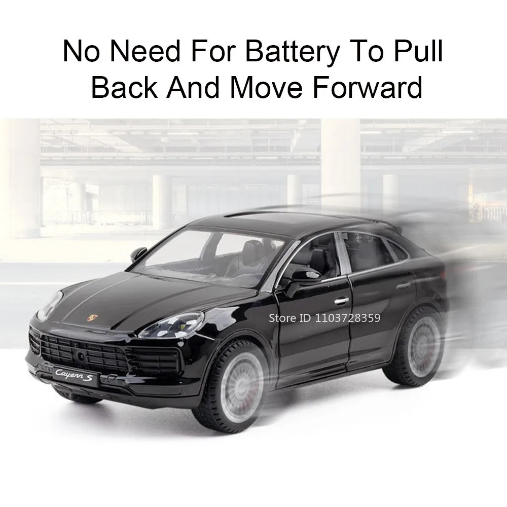 1:24 Cayenne 911 TurboS Model Car Mini Toys Metal Diecast Pull Back Sound Light Door Opened Ornament Toy Vehicles for Boys Gifts