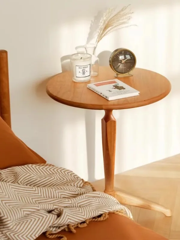 

Medium and retro sofa small side few mobile French bedside balcony coffee square furniture cherry solid wood
