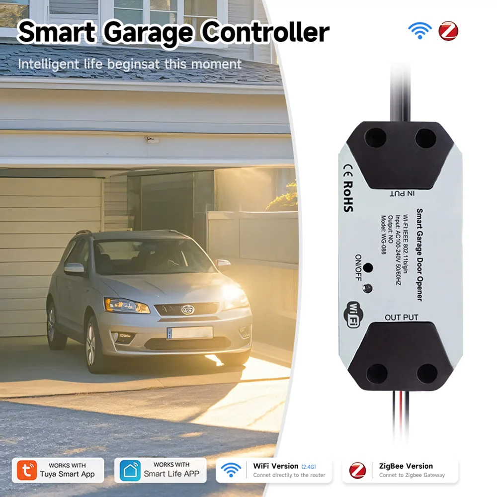 Tuya Zigbee Switch Smart Garage Door Opener Controller Smart Home Module Smart Life APP Remote Control Support Alexa Google Home