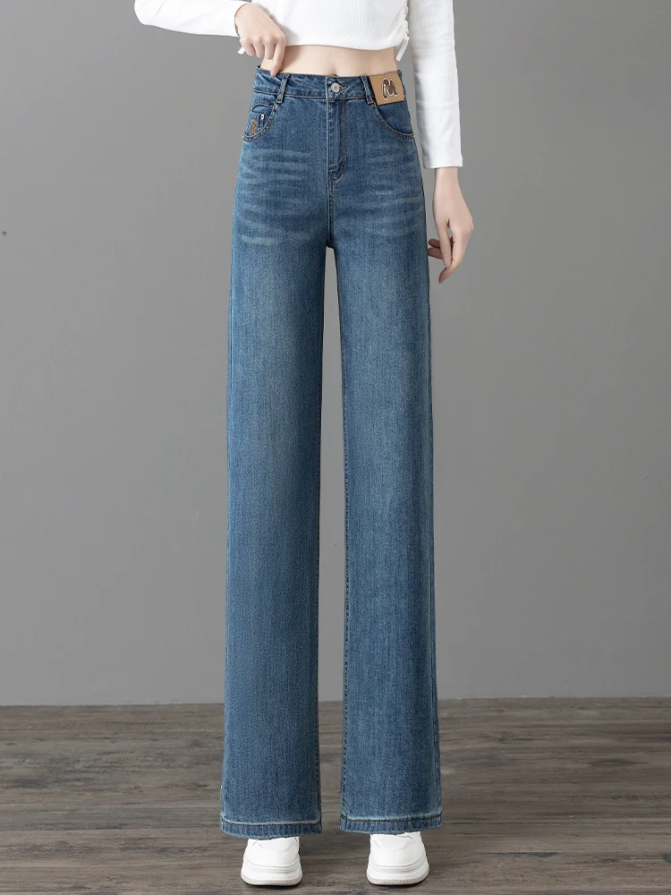 

Retro Slim Wide Leg Denim Jeans Women's Casual High Waist Straight Leg Pants Spring Autumn New Style Popular Casual Straight ...