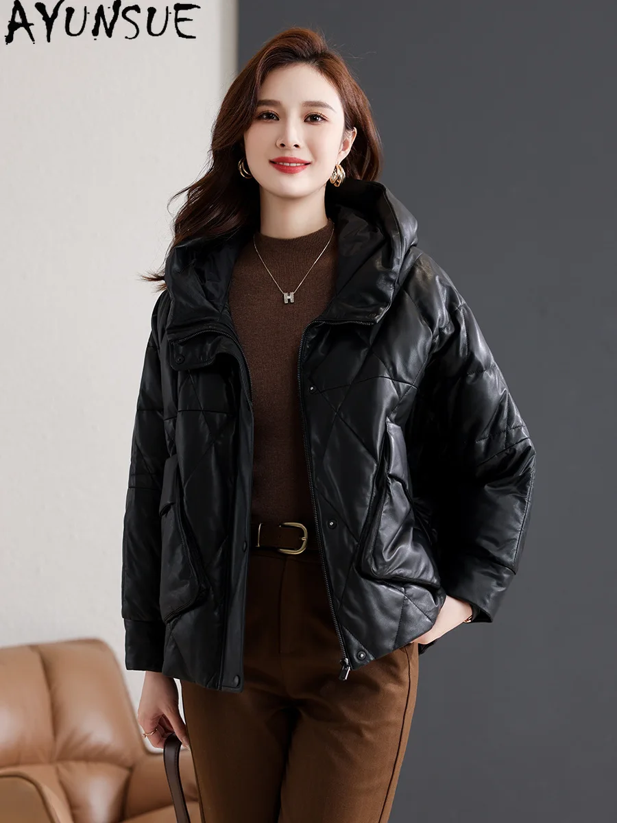 AYUNSUE Echtes Leder Unten Jacke Frauen Winter Kleidung 2025 Schaffell Mantel für Frau 90% Weiße Ente Unten Mäntel Jaqueta Couro