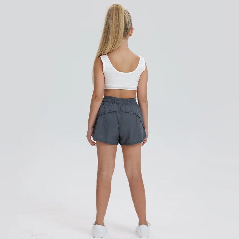 Girls Athletic Shorts Teen Kids Quick Dry Running Zip Pocket Lightweight Track Workout Shorts Children's Gym Riding Yoga Pants