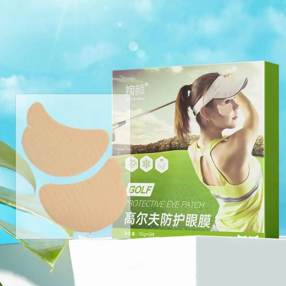 5pairs Golf Sun Protection UV Face Patches Fresh Jelly Sunblock Gel Eye Mask Stickers Moisturing Sun Patches