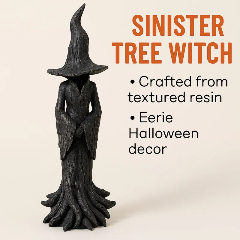 

New Cracker Barrel Witch Statue Gothic Halloween Resin Figurine Retro Magician Decor Dark Fantasy Ornament Festival Collectible