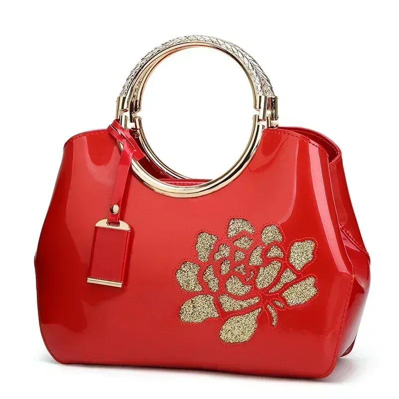 New Fashion European and American Lacquer Leather Handheld Women\'s Bag BrightShell BagShoulder Oblique Straddle Bag Bag