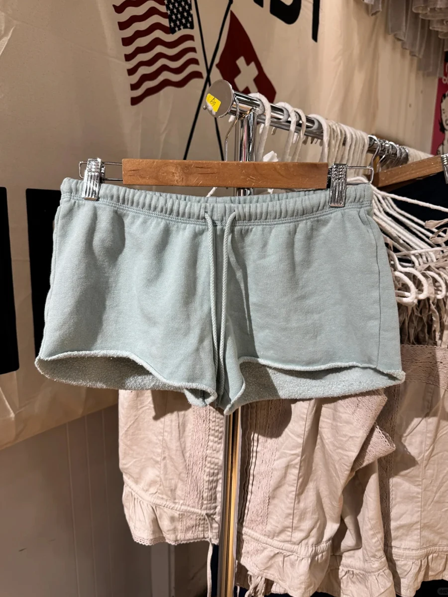 

Зеленые повседневные толстовки на шнурке, женские летние хлопковые свободные шорты с высокой талией, повседневные винтажные уличные спортивные шорты, новинка