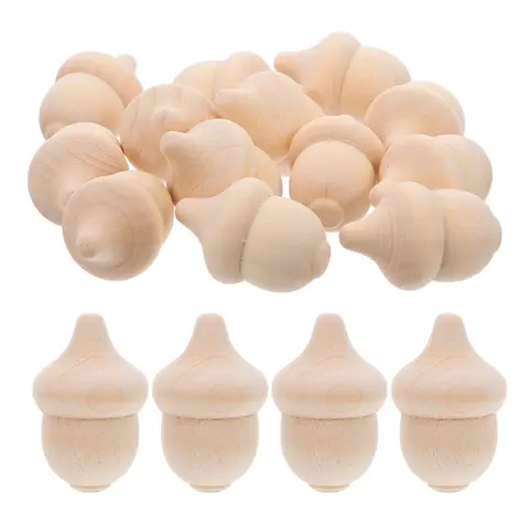 30 Pcs Unfinished Wooden Acorn Mini Diy Acorn Wood Crafts For Delicate Wood Toys Wooden Playthings Wooden Decor Accessories Diy