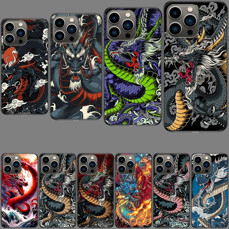 Mighty Dragon Blessing God Cool Phone Case For Apple Iphone 15+ 14 Plus Fundas 16 Pro Max Capa 12 13 Mini Coque 11 Pro Cover She