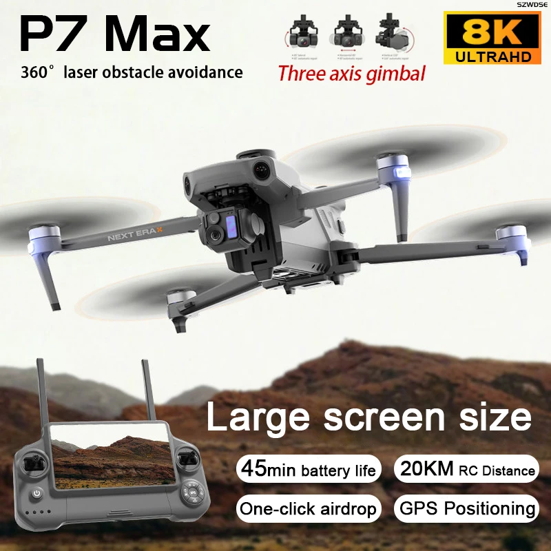 

Высококлассный дрон P7 MAX с GPS, обходом препятствий, сенсорным экраном, пультом управления, профессиональной HD-камерой для съемки с воздуха, игрушка для мальчиков