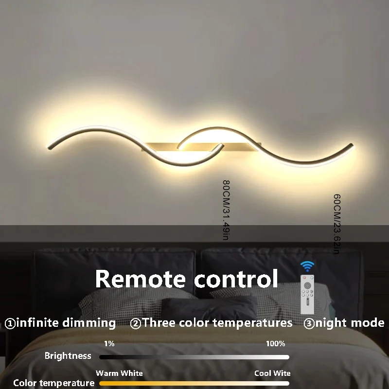 Lámpara de pared LED nórdica, lámpara de pared de línea de alta gama de oro negro, decoración interior, accesorio de iluminación para dormitorio, sala de estar, fondo de TV