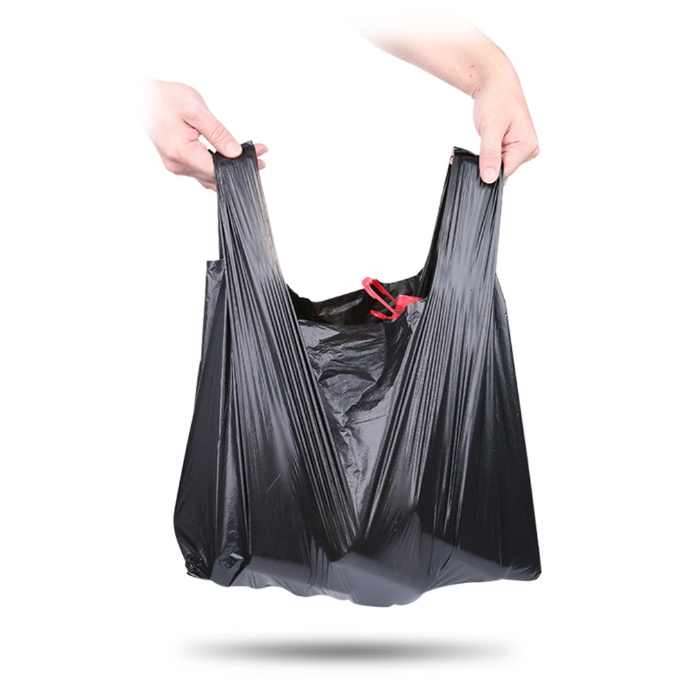 

100 Pcs Leak-proof Garbage Bags Black Heavy Duty Large Capacity Handle -friendly Strong PE Material Soft Storage