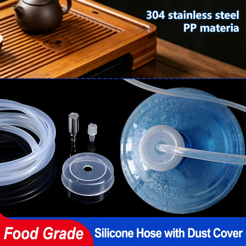 ID 6mm X OD 9mm Food Grade Silicone Tube with Dust Cover Automatic Suction Hose Universal Inlet Drink Pipe Water Dispenser Kits