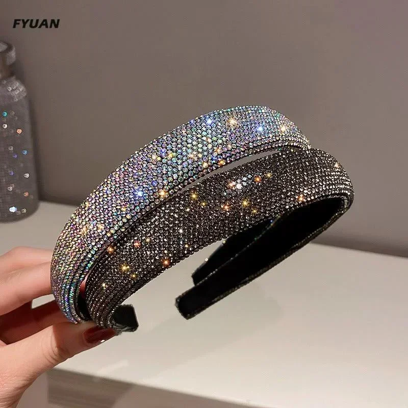 Women Fashion Sparkling Internet Celebrity Pressed Hair Hoop Girl Full Diamond Hair Hoop Showcases Accessories Creative Gifts