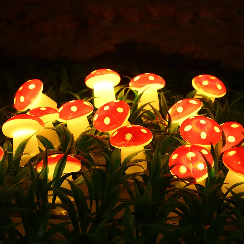 LED simulation mushroom decorative light string outdoor shopping mall lawn layout string lights