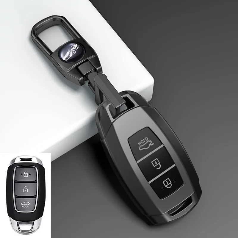 Funda para llave de coche con 3/4/5 botones, llavero para Hyundai I30 Ix35 KONA Encino Solaris Azera Grandeur Ig Accent Santa Fe Palisade