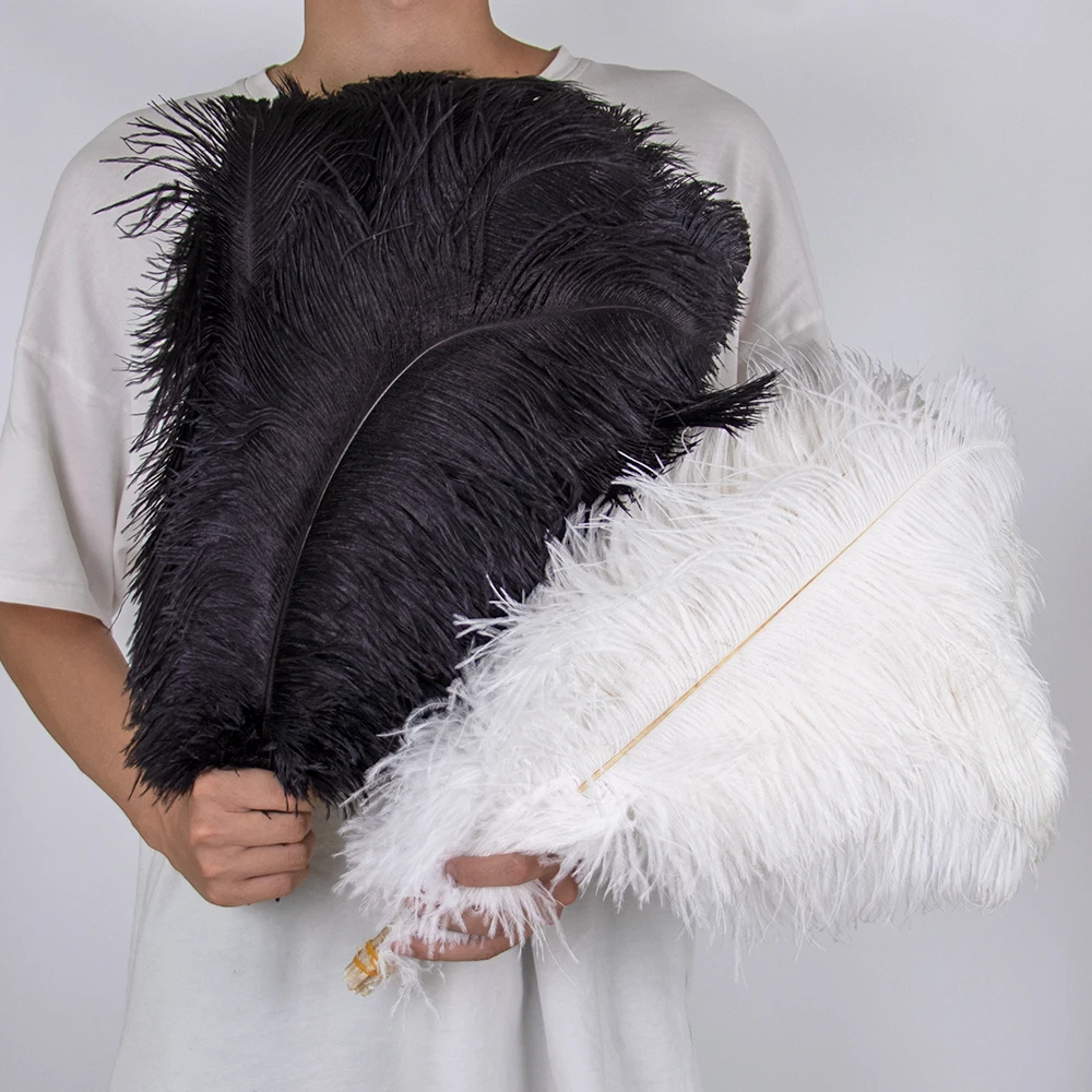 10PCS/Lot Large Ostrich Feather 15-50cm White Black Fluffy Plumes for DIY Crafts Wedding Carnival Table Centerpieces Accessories