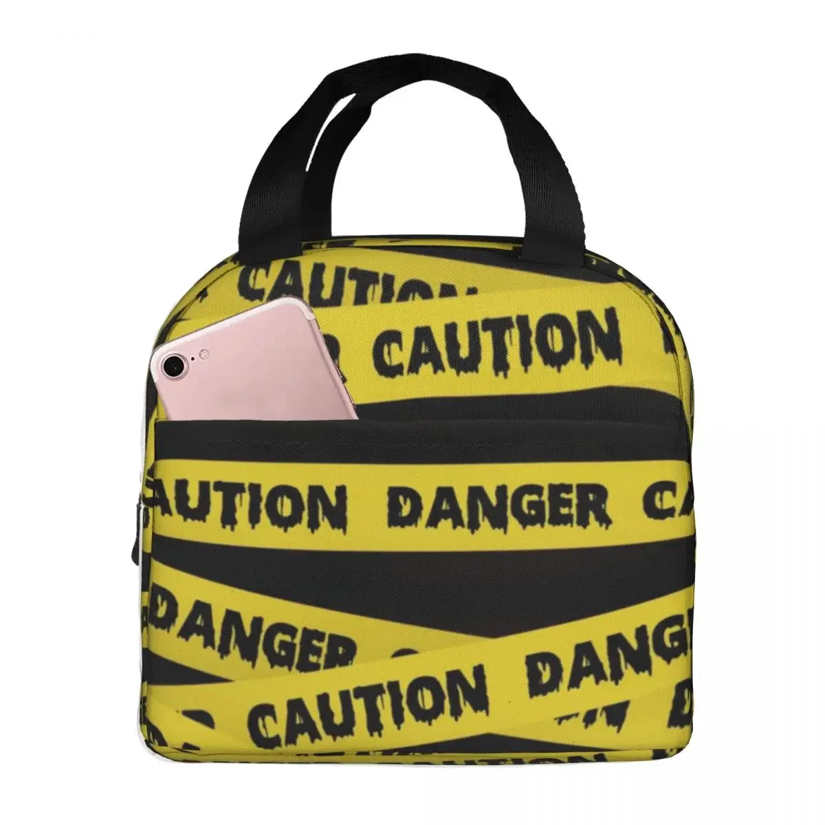 Caution Tape Danger Crime Scene Tape Thermal Insulated Lunch Bags Meal Container Food Handbags Large Lunch Box Tote Picnic Boy