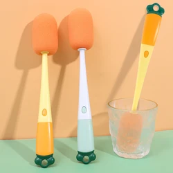 3 IN 1 Carrot Shaped Long Handle Cup Cleaning Brush Detachable Sponge Cup Brush Wineglass Bottle Cleaner Kitchen Cleaning Tool