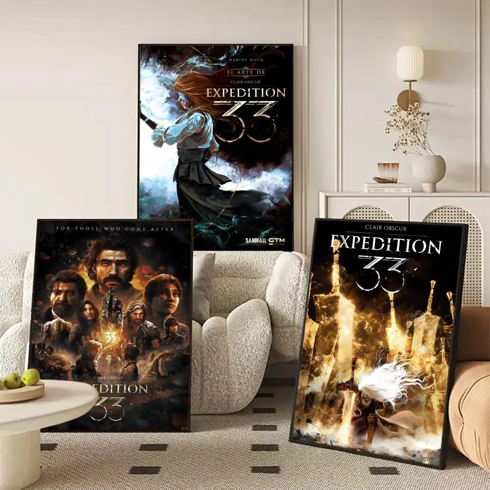 C-Clair Obscur E-Expedition 33 Poster Waterproof Self-Stick Wall Art Stickers, Removable Wall Decor for Living Room and Bedroom