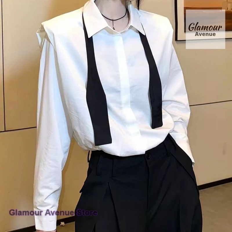 

French fashion design with loose long-sleeved shirt women's spring and summer new temperament age-reducing niche casual top