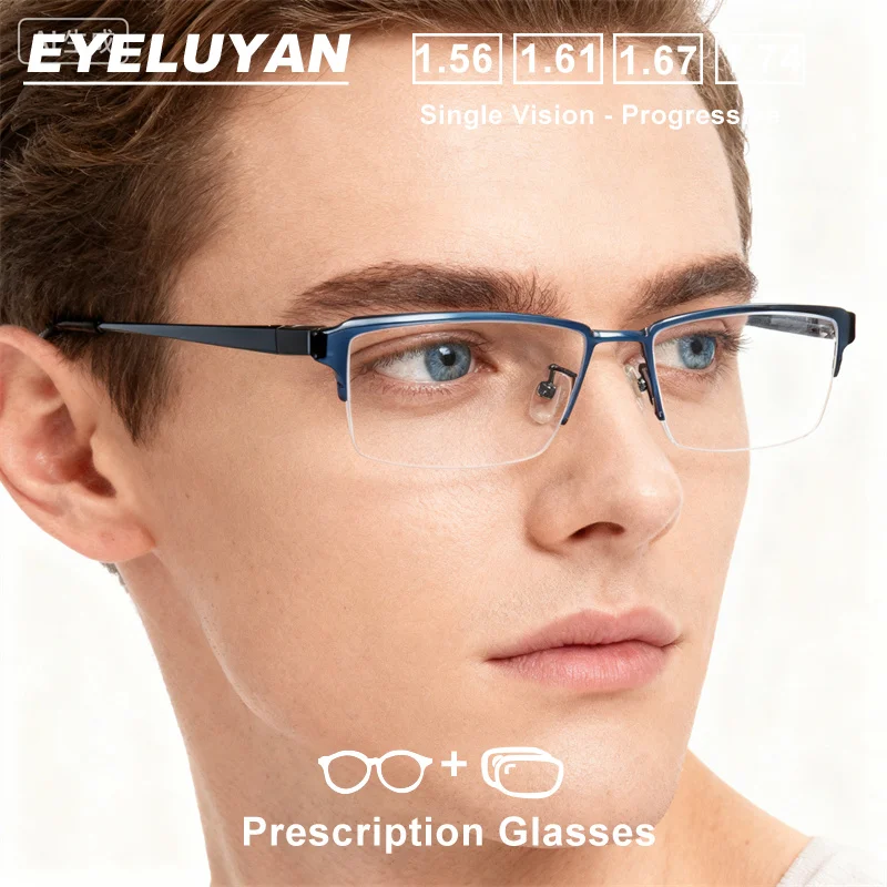 

EYELUYAN мужские очки по рецепту анти-синие фотохромные очки для близорукости из чистого титана квадратная оправа Hlaf оптические очки